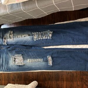 Lucky & Blessed Denim Jeans with Red Stitching